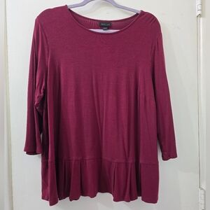 J. Jill Burgundy Long Sleeve Top